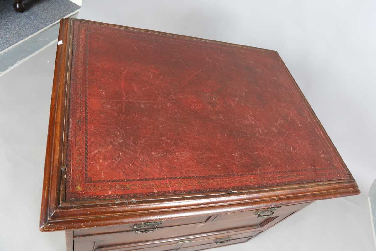 A late Victorian stained walnut folio or map chest, possibly used onboard ship, the removable top - Image 9 of 11