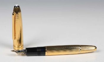 A Montblanc Meisterstück No. 146 silver gilt fountain pen, the nib detailed '4810 18K Montblanc',