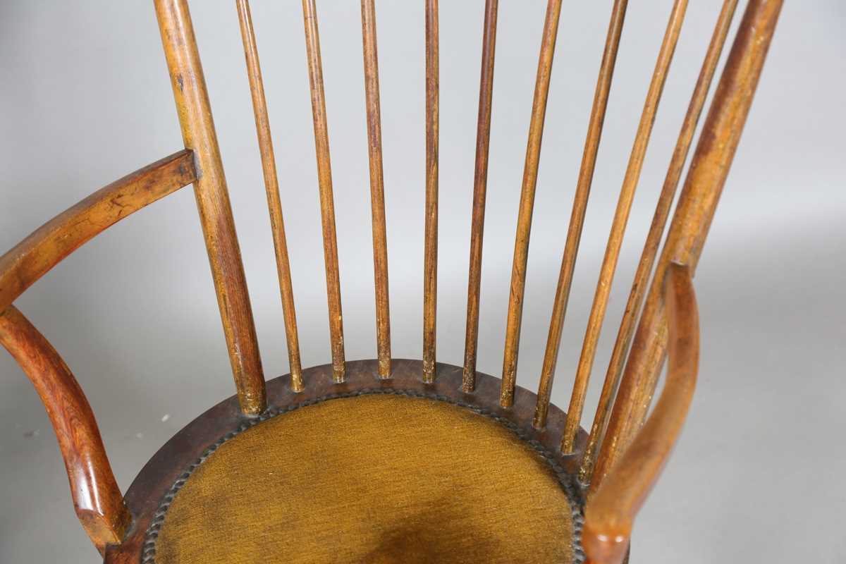 An Edwardian beech stick back armchair, on turned legs, height 103cm, width 55cm, together with a - Image 3 of 14