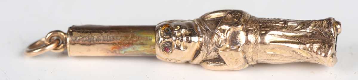 A group of five late 19th century gilt metal propelling pencils, including one in the form of a monk - Image 2 of 13