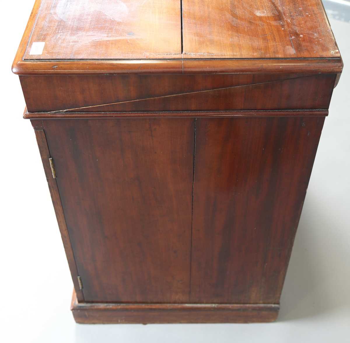 An early Victorian mahogany wash cabinet, fitted with a hinged lid above two arch panelled doors, - Image 14 of 14