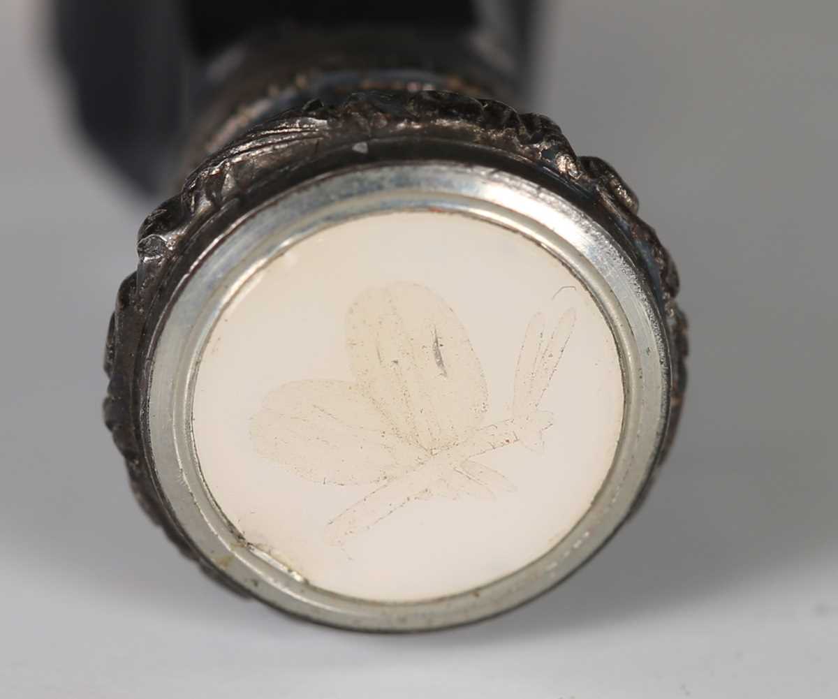 A 19th century banded agate pocket seal with engraved hardstone matrix, length 4.8cm, a 19th century - Image 3 of 9