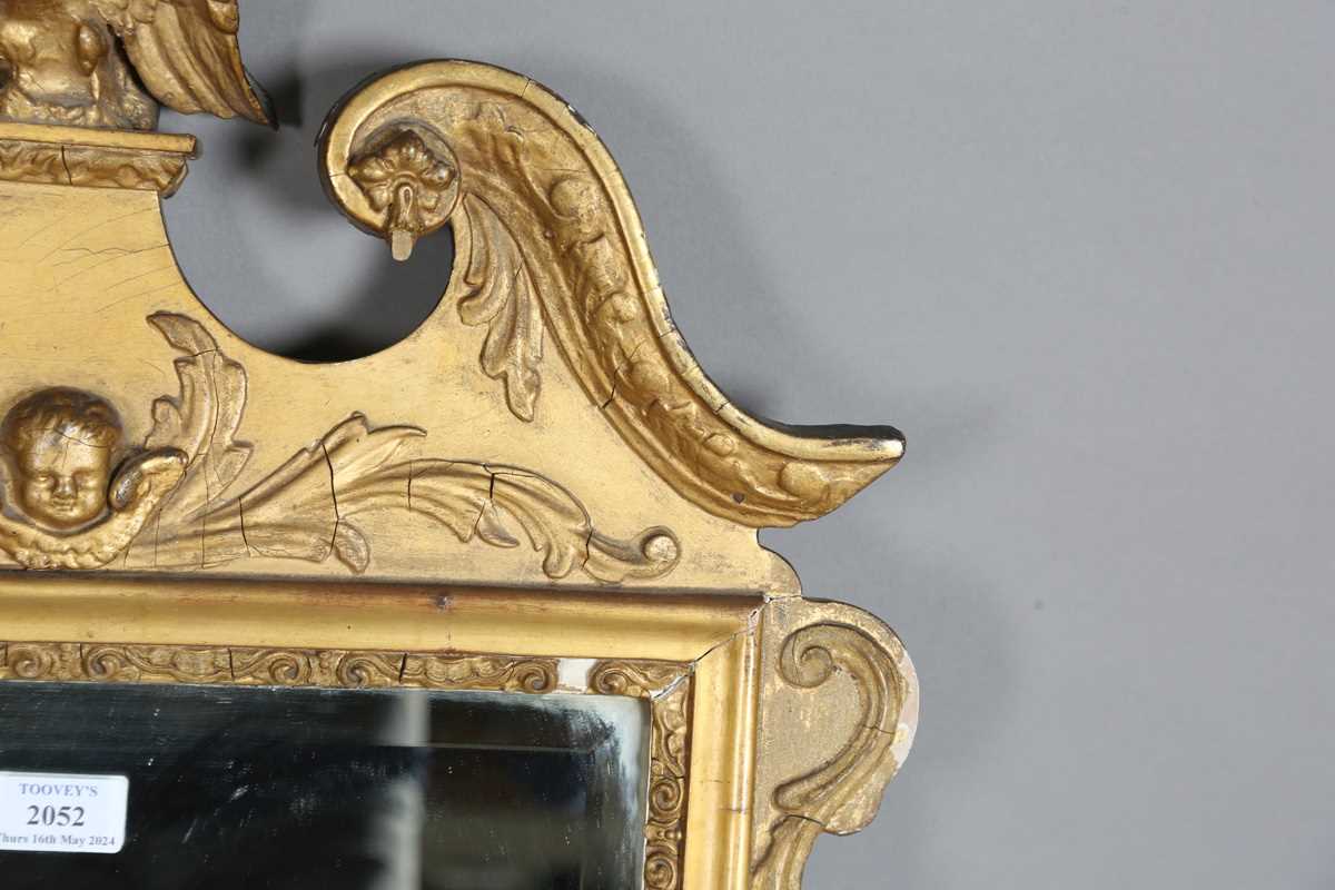 A pair of early 20th century George III style gilt composition wall mirrors, the swan neck pediments - Image 3 of 16
