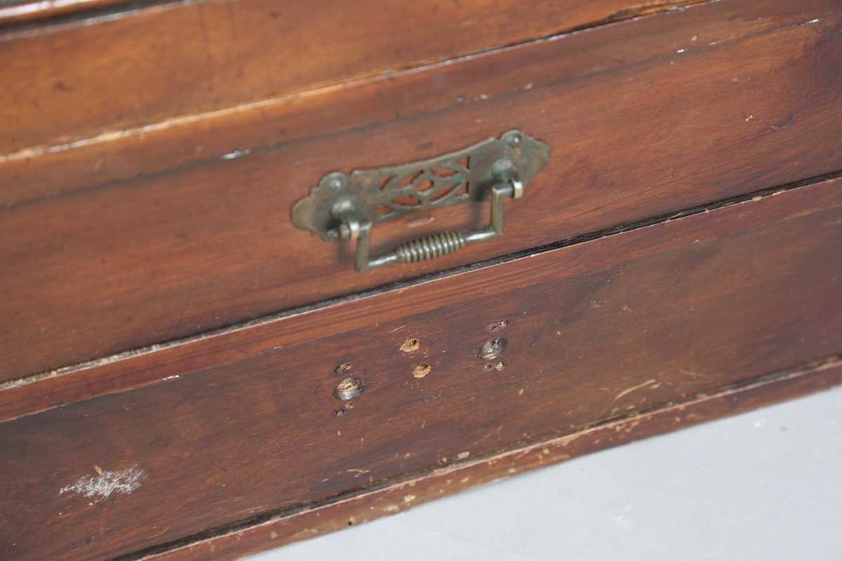 A late Victorian stained walnut folio or map chest, possibly used onboard ship, the removable top - Image 6 of 11