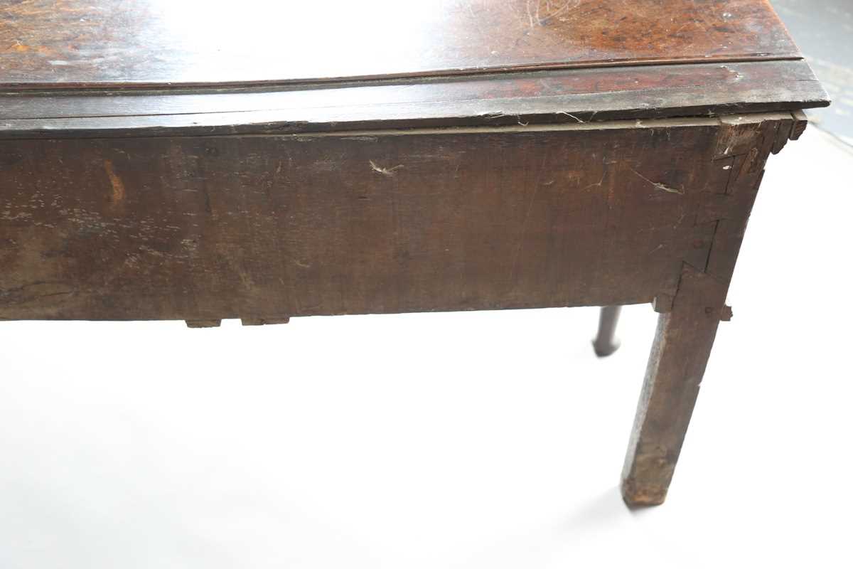 An early 18th century provincial oak dresser base, fitted with three deep drawers, height 77cm, - Image 11 of 13