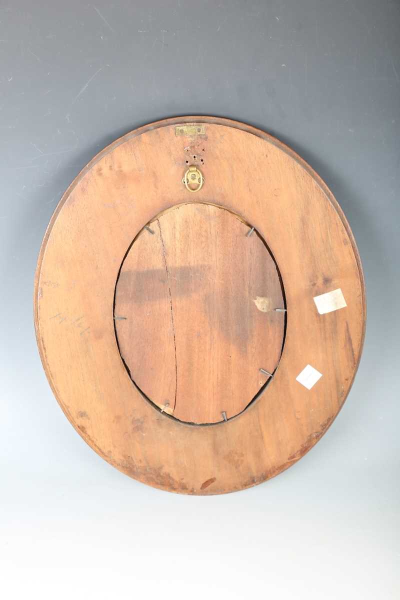 A 19th century Italian carved wooden oval wall mirror, the finely worked frame detailed 'Sienna - Image 6 of 6