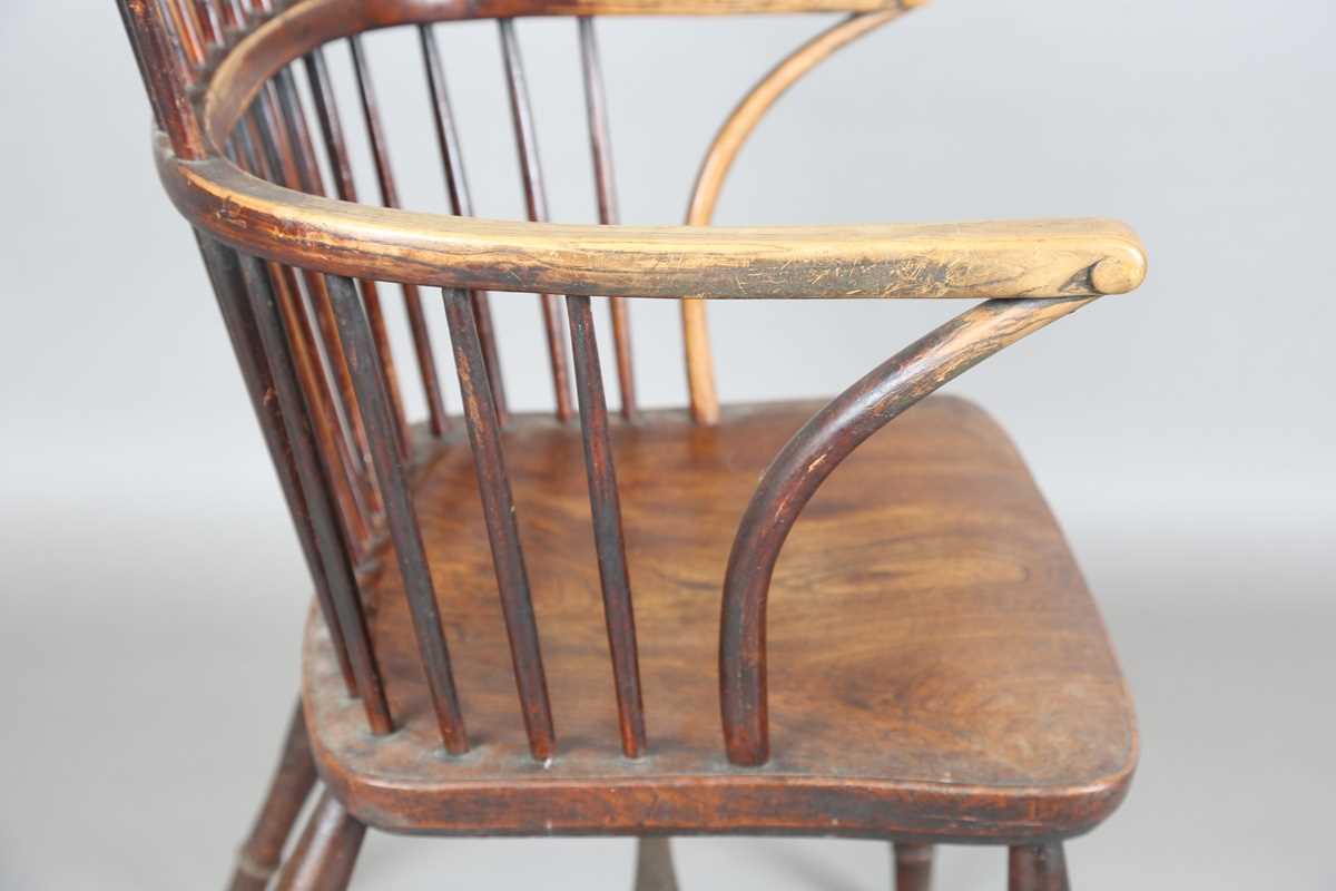 A late 19th century provincial ash and elm Windsor armchair with bar and stick back, height 111cm, - Image 8 of 12