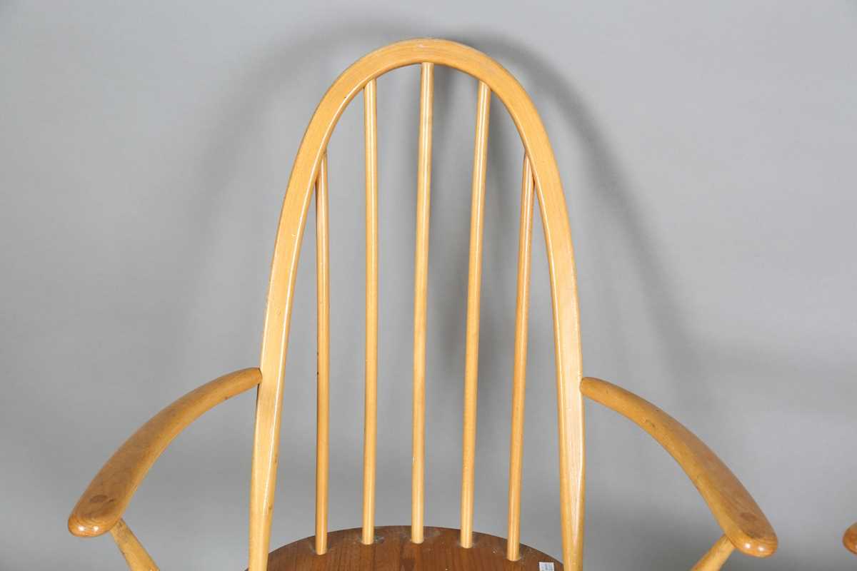A pair of Ercol stick and hoop back Windsor armchairs, height 96cm, width 62cm. - Image 2 of 8
