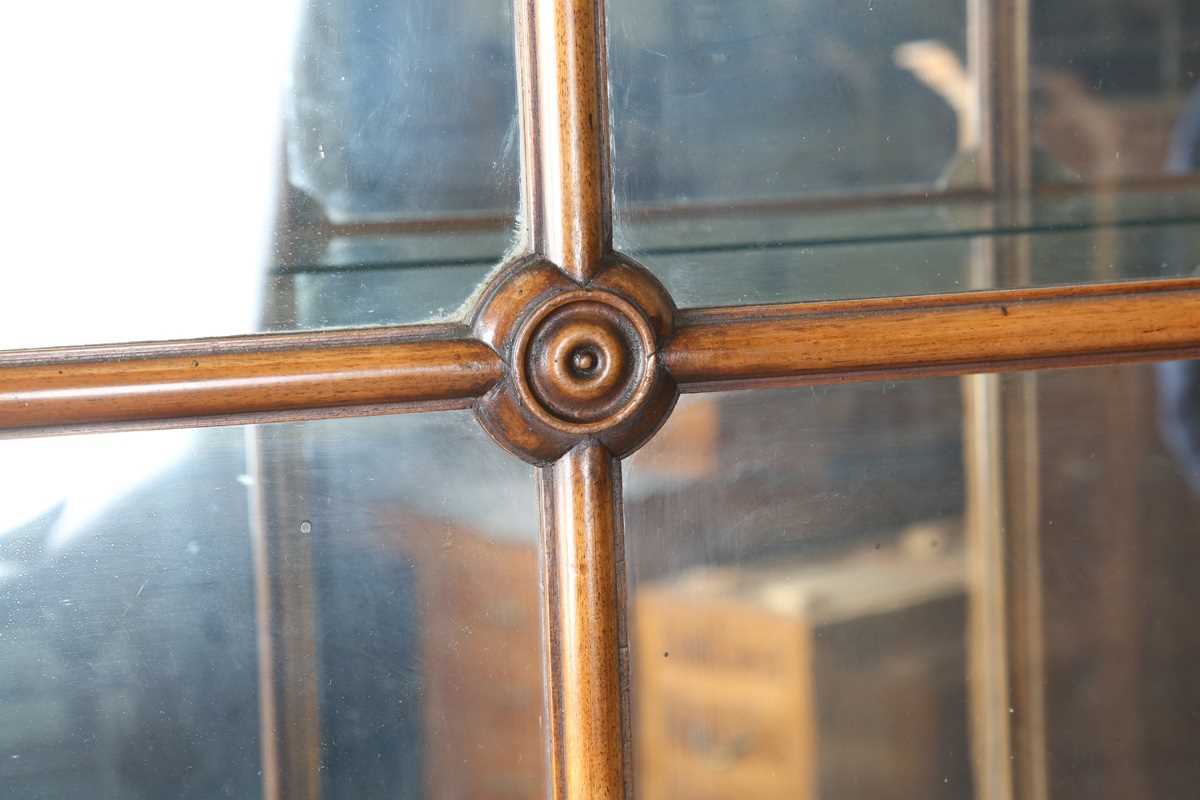 A pair of early/mid-20th century Queen Anne style walnut display cabinets, the arched tops above - Image 13 of 23