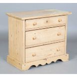 A 20th century Victorian style pine table-top chest of drawers, height 48cm, width 55cm, depth