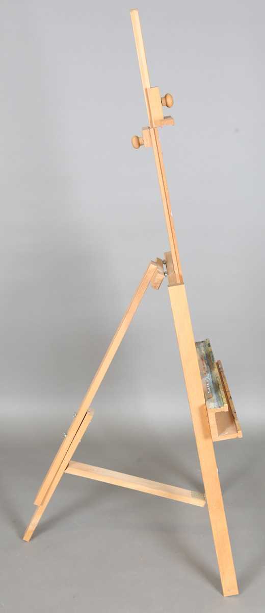 A modern beech artist's easel, height 180cm. Provenance: collection of notable Arundel based - Image 7 of 9