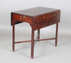 A George III mahogany Pembroke table with a single frieze drawer and 'X' frame stretcher, height
