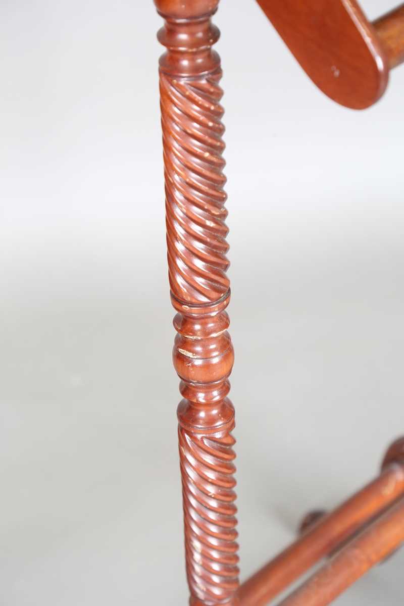 A late 20th century reproduction mahogany suit rack, raised on spiral reeded supports, height 122cm, - Image 7 of 10