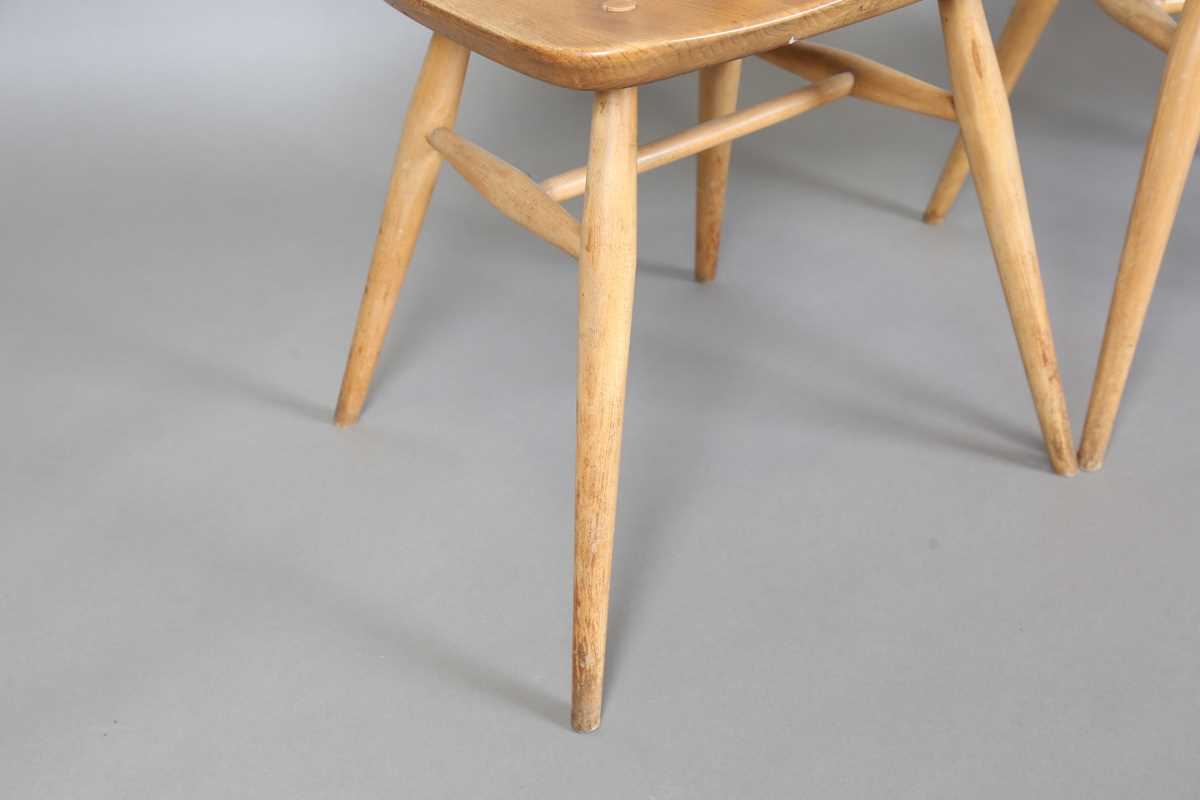 A set of four mid-20th century beech and elm Ercol style hoop back kitchen chairs, height 85cm, - Image 4 of 8