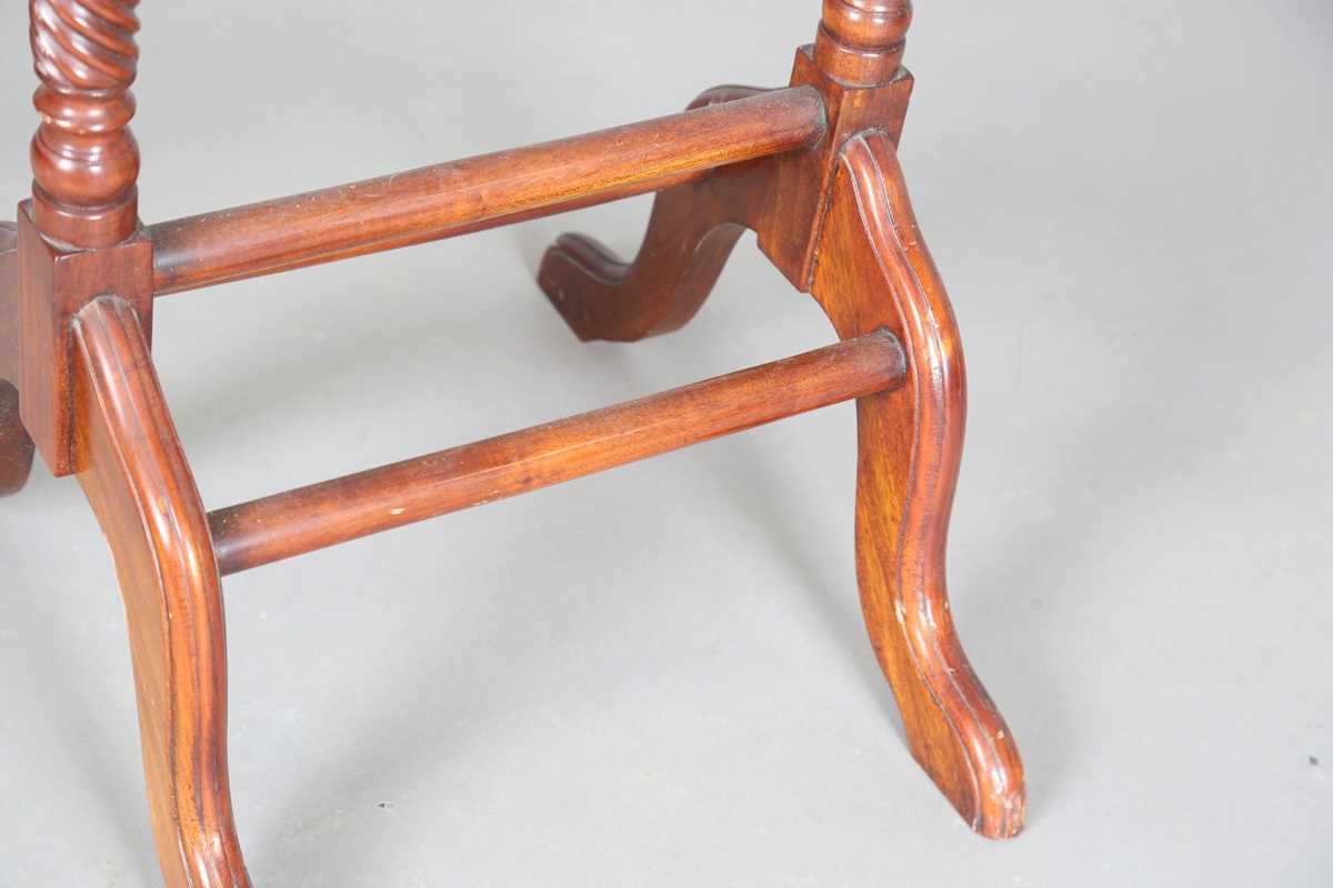 A late 20th century reproduction mahogany suit rack, raised on spiral reeded supports, height 122cm, - Image 9 of 10