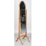 A mid-20th century walnut cheval mirror, height 163cm, width 61cm.