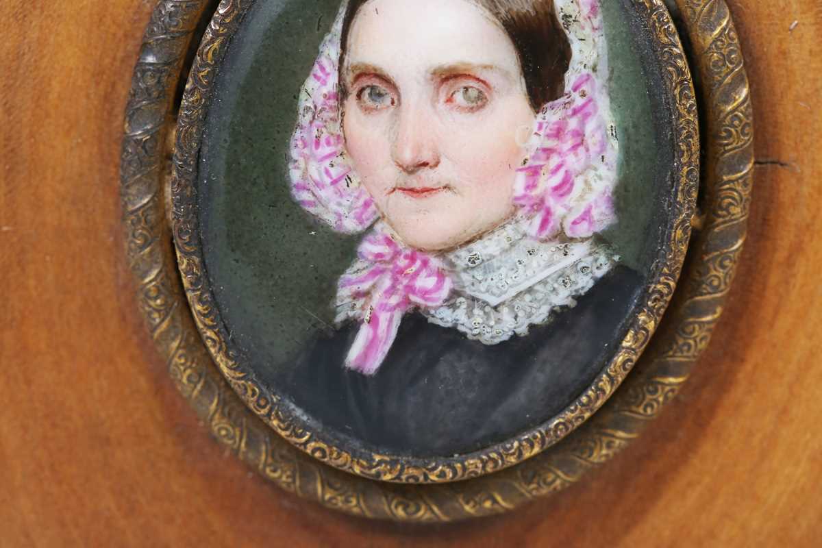 Continental School - a late 19th/early 20th century watercolour portrait miniature on ivory - Image 4 of 9
