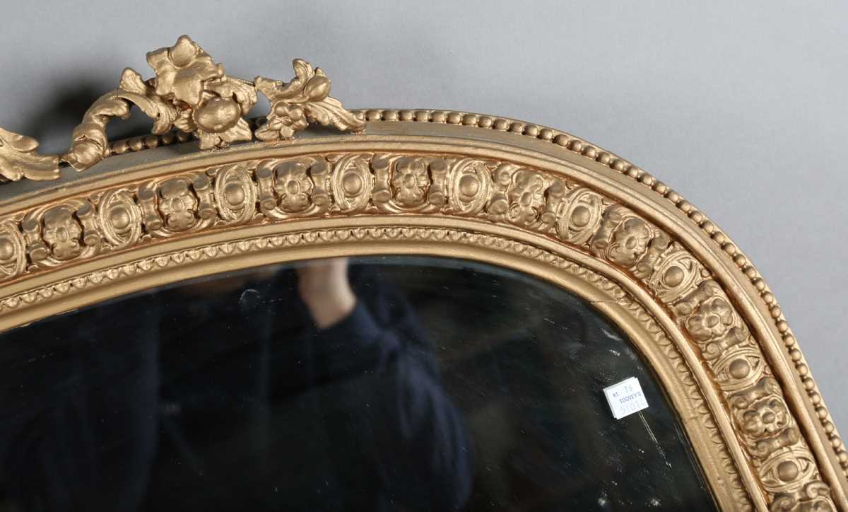 A late Victorian gilt painted overmantel mirror with foliate mouldings, height 150cm, width 112cm. - Image 10 of 11