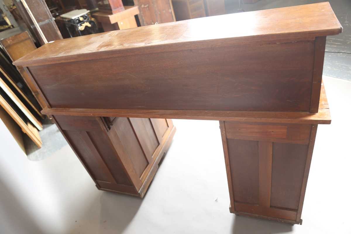 An Art Deco oak roll-top desk, fitted with an arrangement of drawers, height 114cm, width 150cm, - Image 10 of 12