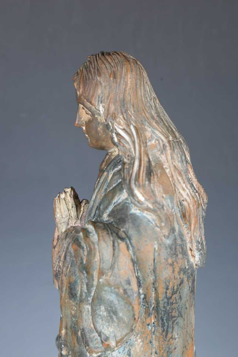 A 20th century carved wooden figure of a standing saint, height 51cm. - Image 15 of 18