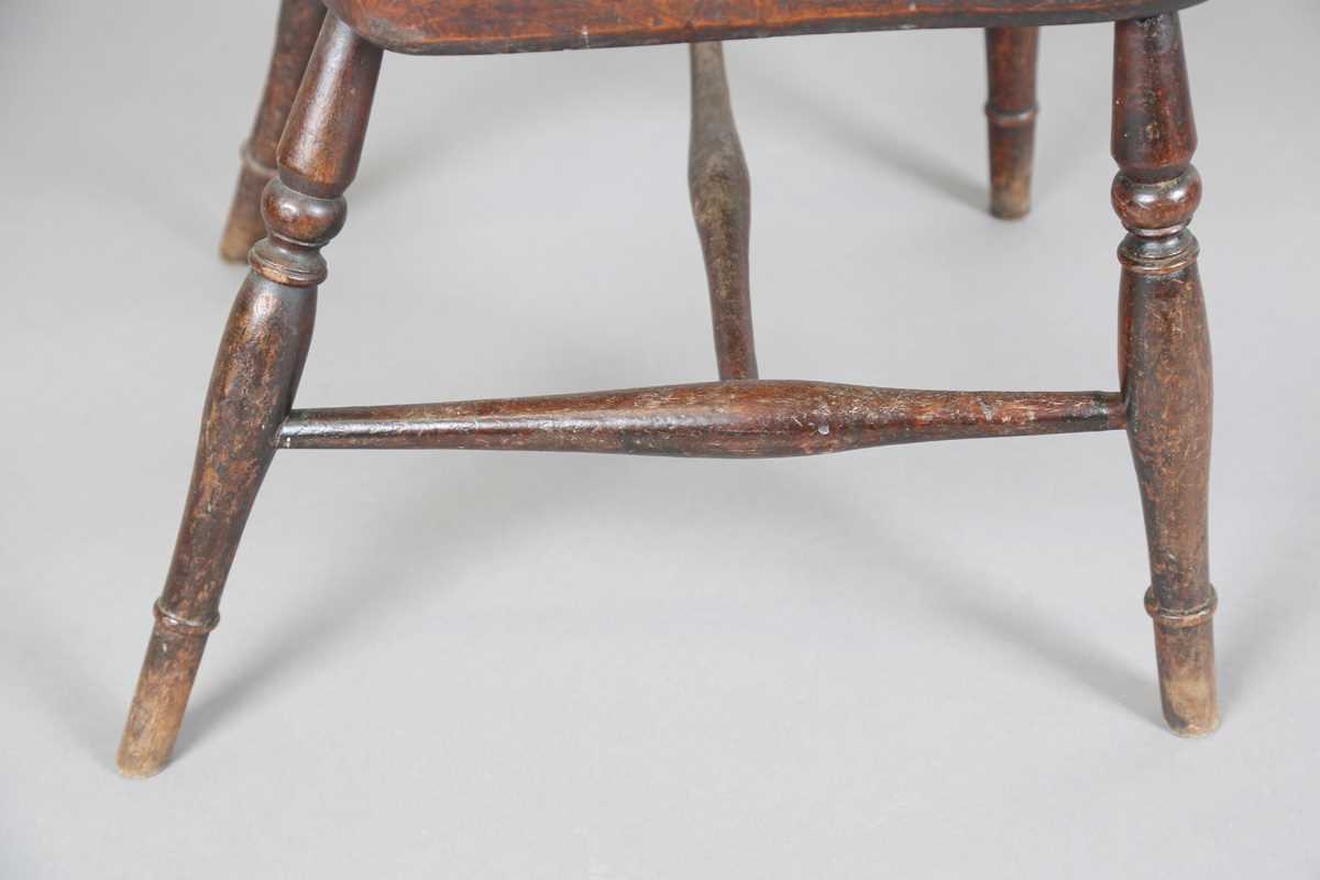 A late 19th century provincial ash and elm Windsor armchair with bar and stick back, height 111cm, - Image 9 of 12