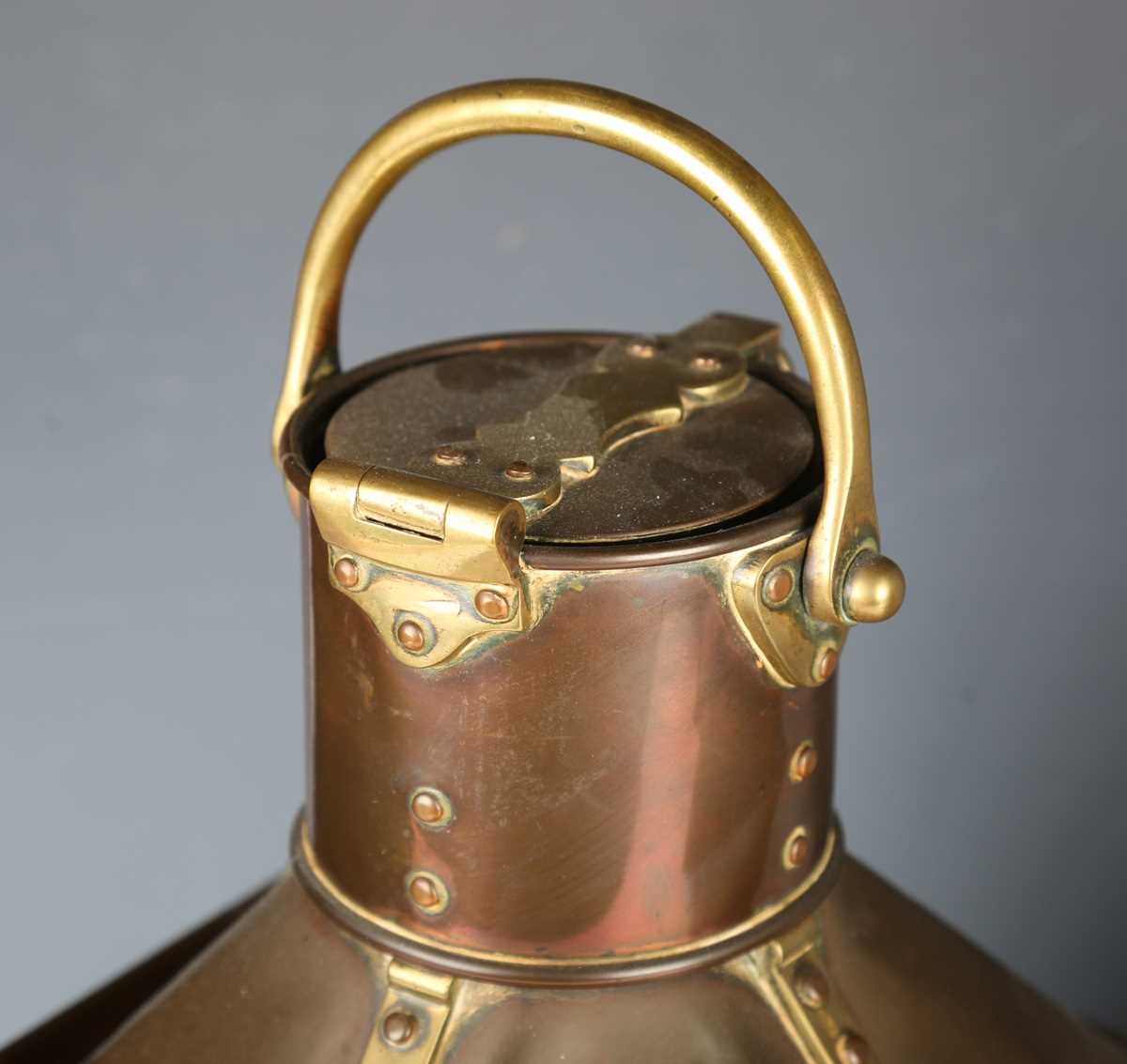 A late 19th century copper and brass 'Port' ship's lamp by 'Wm Harvie', height 46cm, together with a - Image 2 of 14