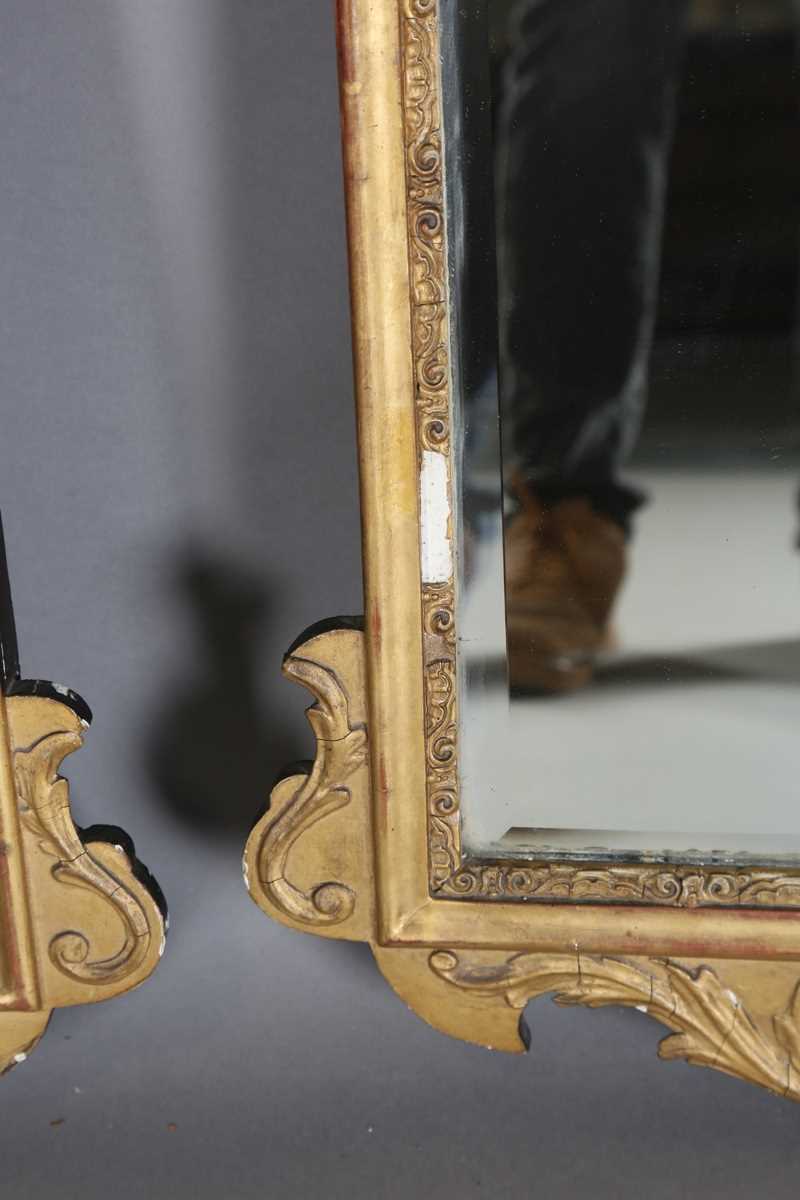 A pair of early 20th century George III style gilt composition wall mirrors, the swan neck pediments - Image 6 of 16