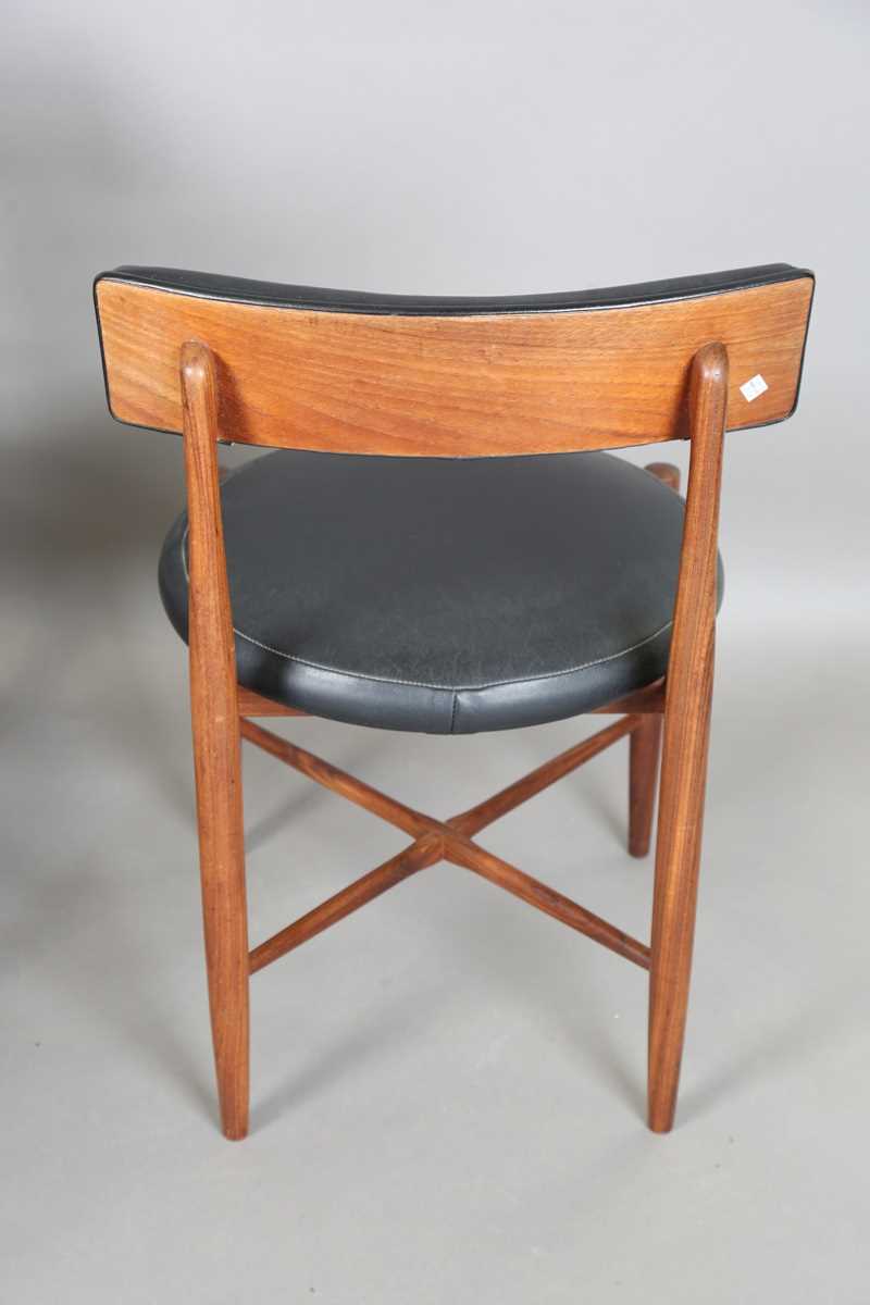 A set of six mid-20th century G-Plan teak framed dining chairs with black leatherette seat and - Image 6 of 12