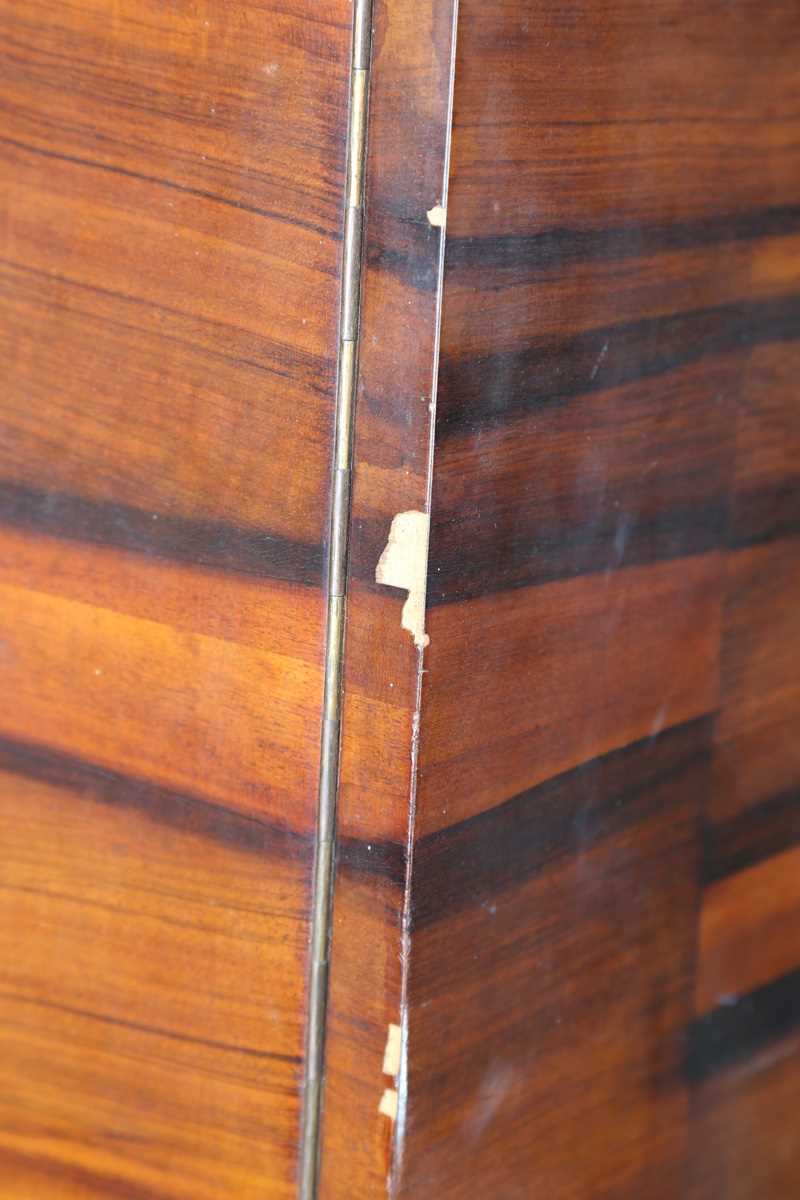 A Continental Art Deco zebrawood side cabinet, fitted with a central bevelled glass compartment - Bild 10 aus 14