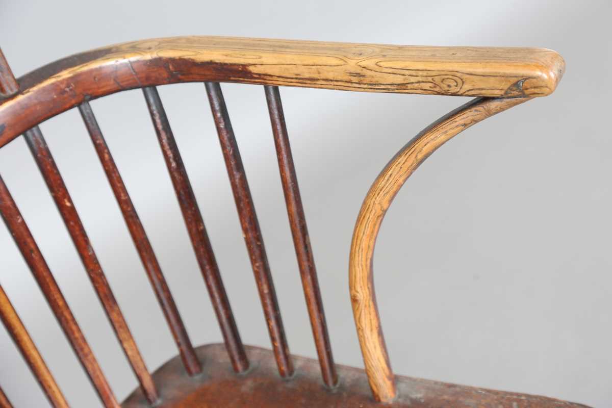 A late 19th century provincial ash and elm Windsor armchair with bar and stick back, height 111cm, - Image 5 of 12