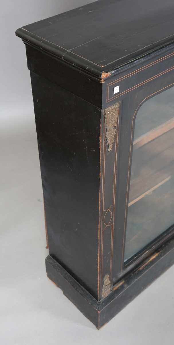 A late Victorian ebonized two-door pier cabinet, height 100cm, width 107cm, depth 31cm, together - Image 10 of 16