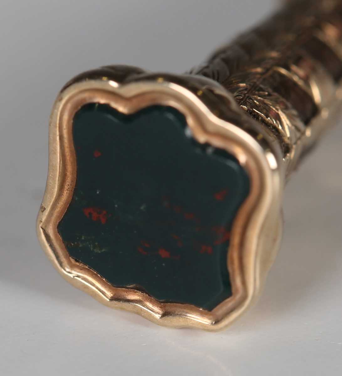 A 19th century banded agate pocket seal with engraved hardstone matrix, length 4.8cm, a 19th century - Image 7 of 9
