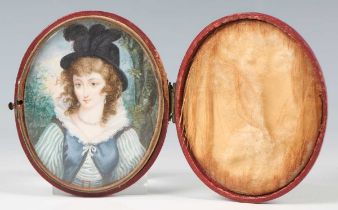 George Henry Harlow - a late 18th/early 19th century watercolour portrait miniature on ivory