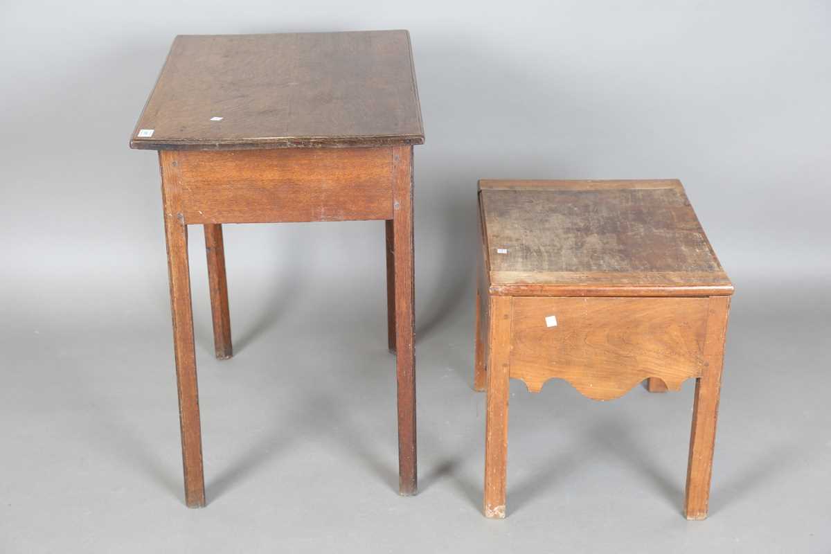A George III oak side table, fitted with a single drawer, height 72cm, width 73cm, depth 48cm, - Bild 10 aus 12