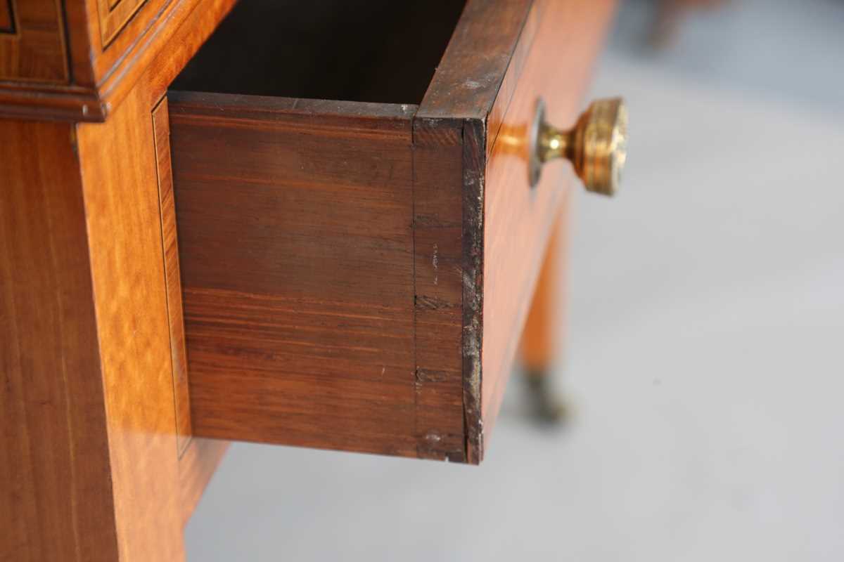 An Edwardian Neoclassical Revival satinwood cylinder bureau bookcase with overall kingwood - Image 9 of 21
