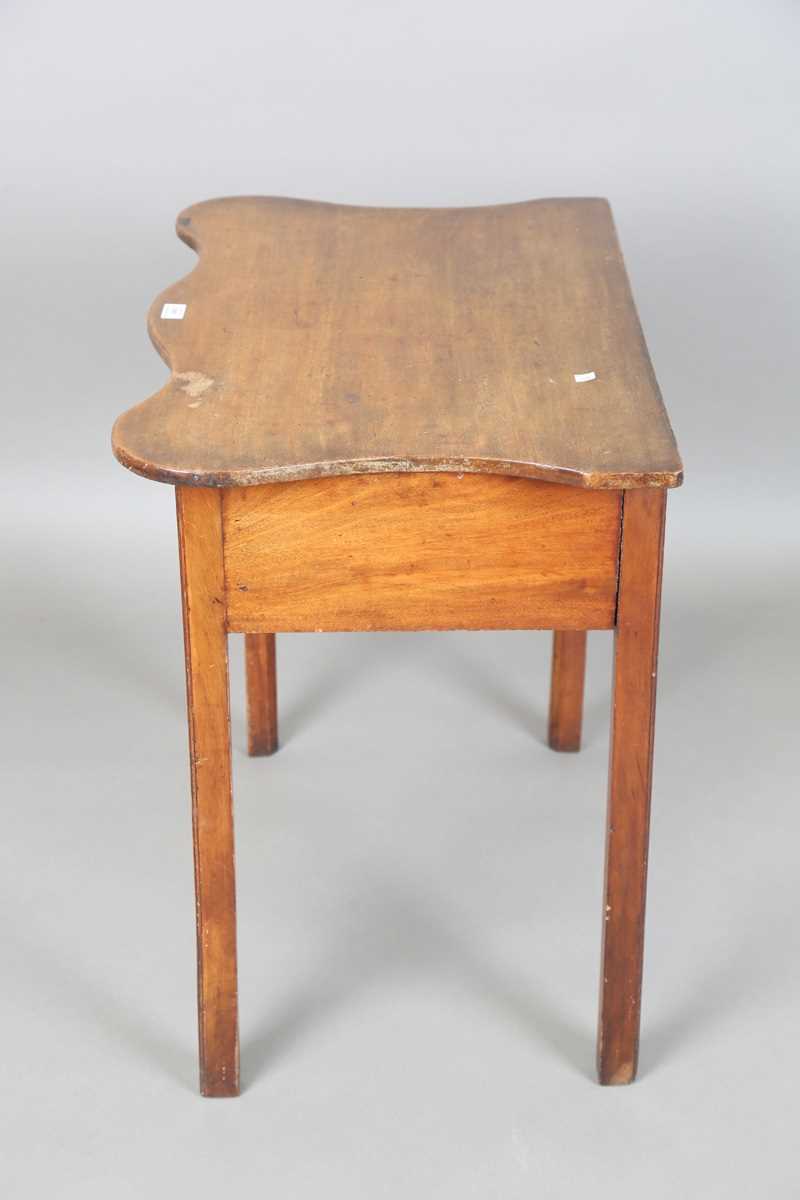 A George III mahogany side table, the later shaped top above two oak-lined drawers, height 71cm, - Image 8 of 9