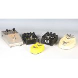 A Pro Co Rat guitar effects pedal, a Snarling Dogs SDP-1 pedal, a Danelectro Daddy O pedal, a