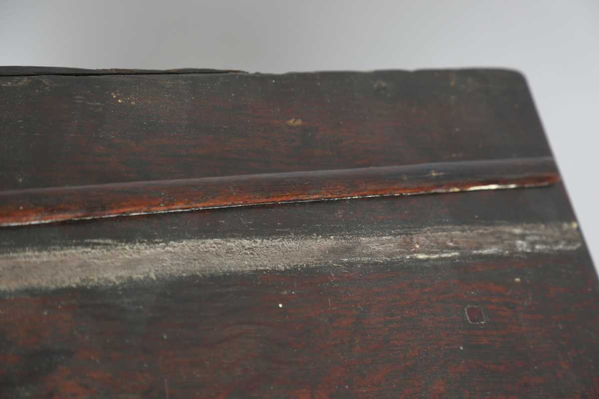 An early 18th century provincial oak dresser base, fitted with three deep drawers, height 77cm, - Image 6 of 13