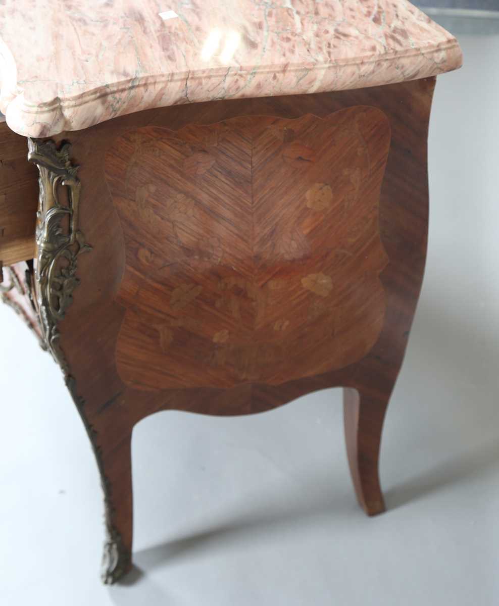 A 20th century French Louis XV style kingwood and floral marquetry two-drawer commode with a - Image 11 of 13