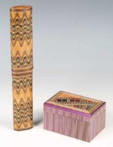 A late 19h century French straw work pen case, length 22cm, together with an Art Deco straw work