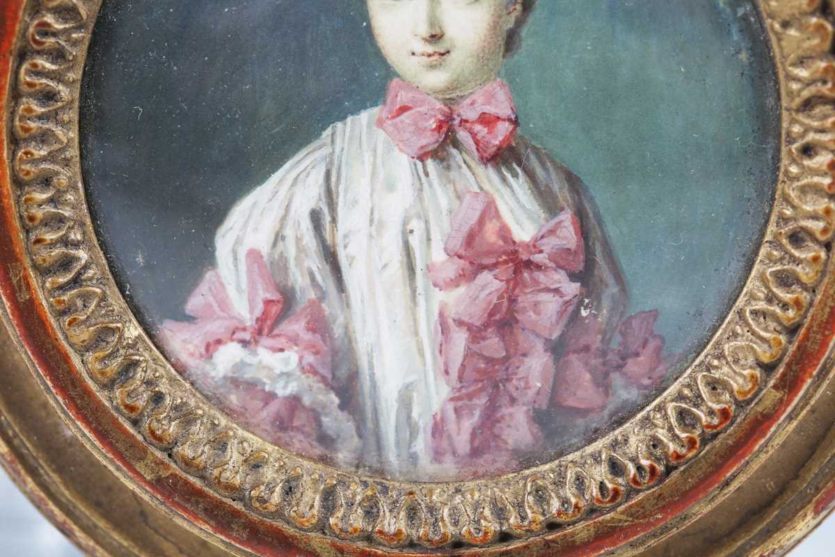 Continental School - a late 19th/early 20th century watercolour portrait miniature on ivory - Image 7 of 9