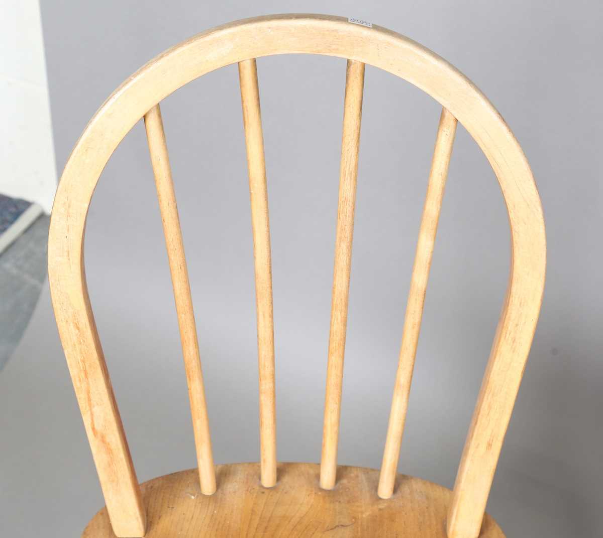 A set of four mid-20th century beech and elm Ercol style hoop back kitchen chairs, height 85cm, - Image 2 of 8