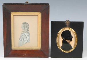 A 19th century British School cut paper profile portrait silhouette of a gentleman wearing a
