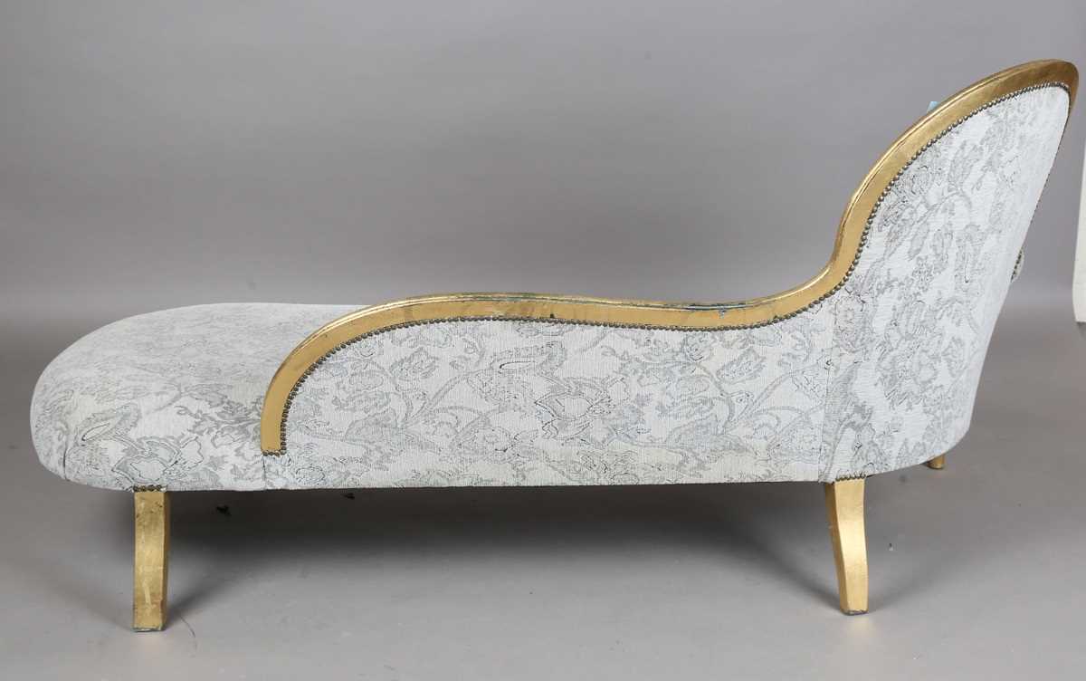 A late 20th century giltwood showframe chaise longue, height 86cm, length 166cm, depth 66cm. - Image 9 of 9