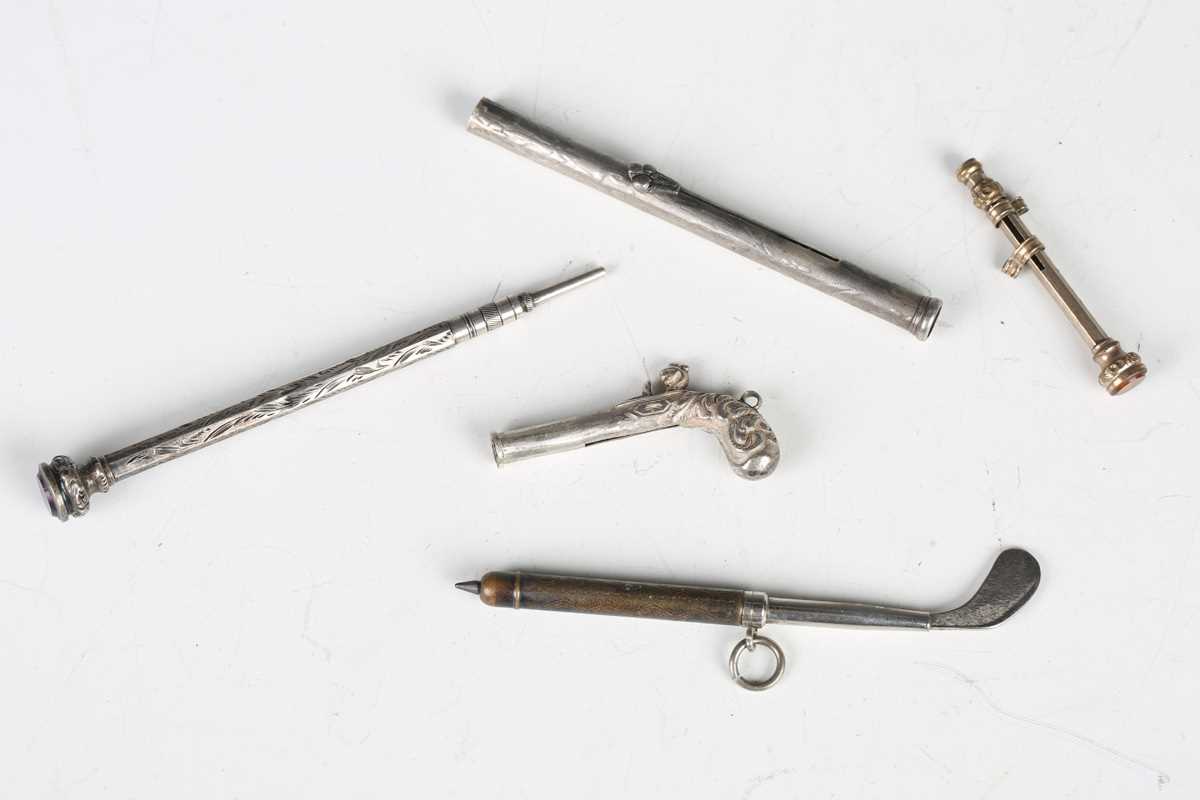 A group of eight mainly late 19th and early 20th century novelty propelling pencils, one in the form - Image 7 of 12