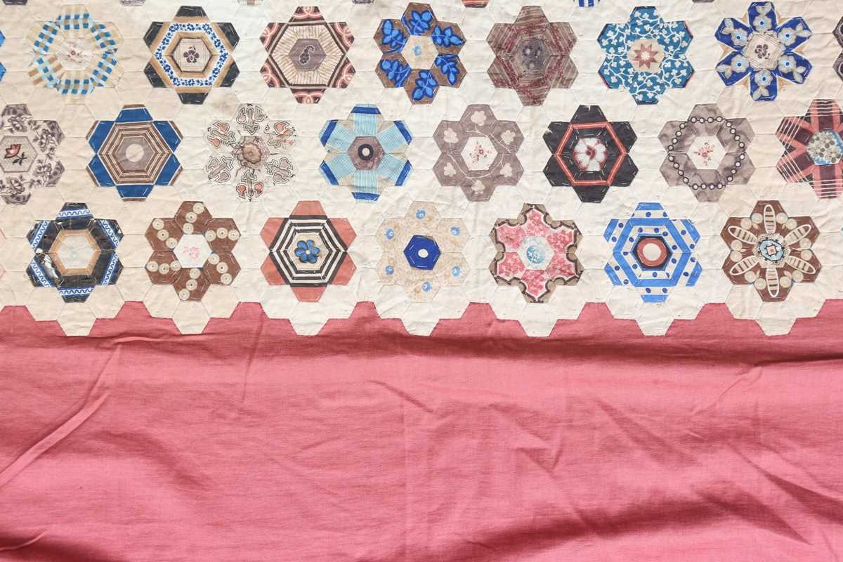 A mid-Victorian silk patchwork quilt, 190cm x 150cm, together with another similar silk and cotton - Image 3 of 11