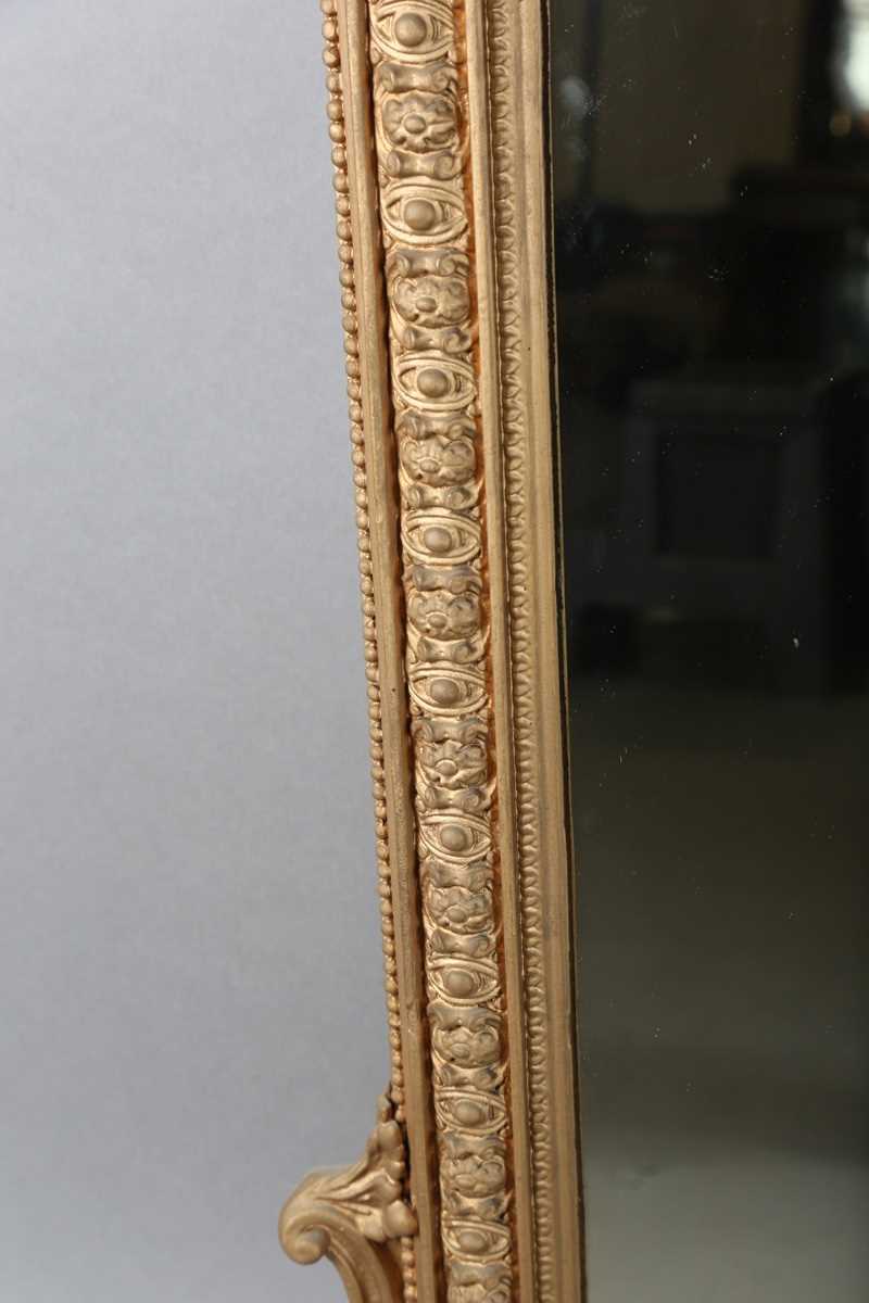 A late Victorian gilt painted overmantel mirror with foliate mouldings, height 150cm, width 112cm. - Image 6 of 11