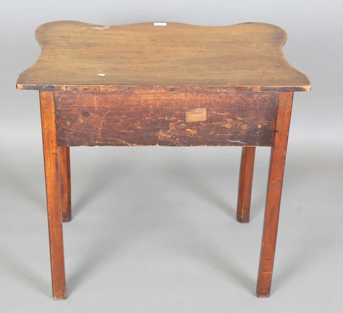 A George III mahogany side table, the later shaped top above two oak-lined drawers, height 71cm, - Image 6 of 9