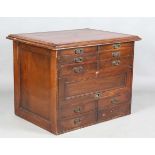 A late Victorian stained walnut folio or map chest, possibly used onboard ship, the removable top