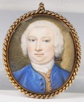 Peter Paul Lens - an 18th century watercolour portrait miniature on ivory depicting a gentleman